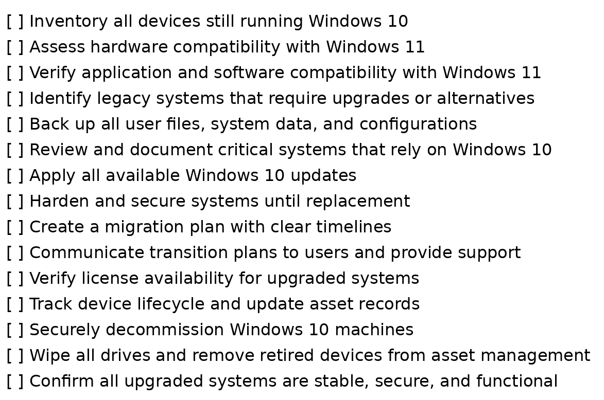 Windows 10 End-of-Life Checklist